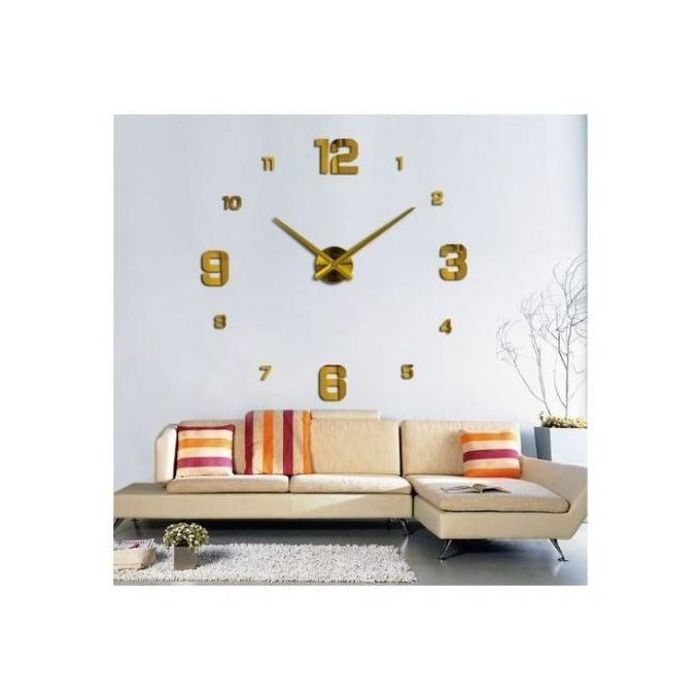 Horloge Murale 3D Moderne - Autocollante Dorée