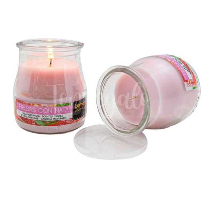 Lumar aromatic bougie parfumée, crème fraise 100gr. 24h
