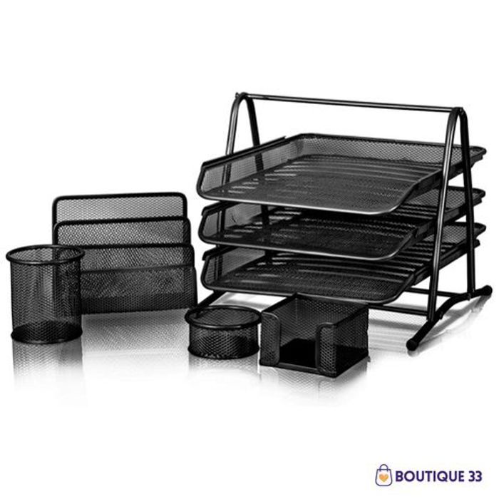 Rangements et Organiseurs de Bureau en Métal Noir - Ensemble de 5 PCS