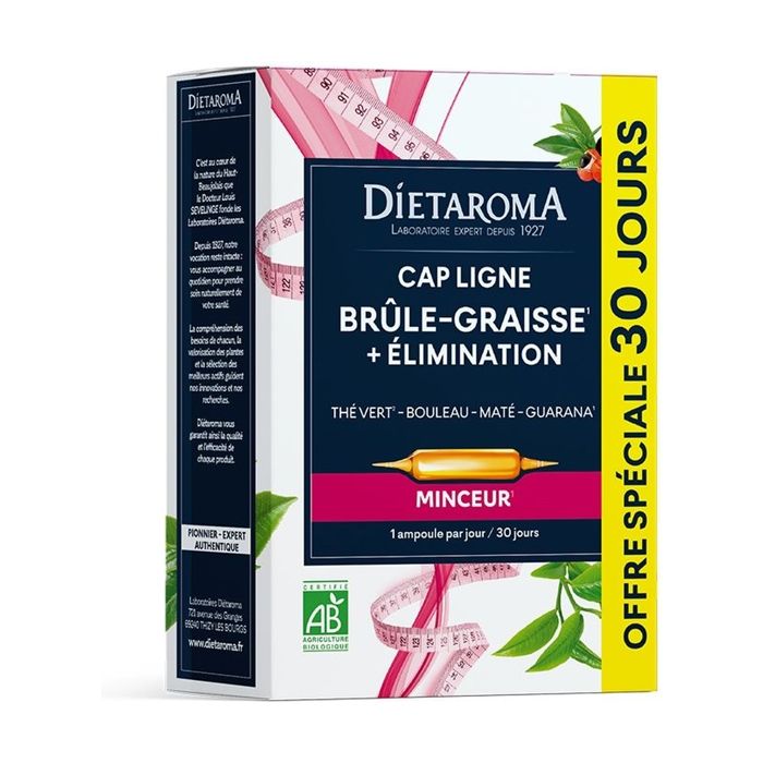 Capligne Brûle-graisse Bio - Elimination & Brûle-graisse 30 ampoules - Dietaroma