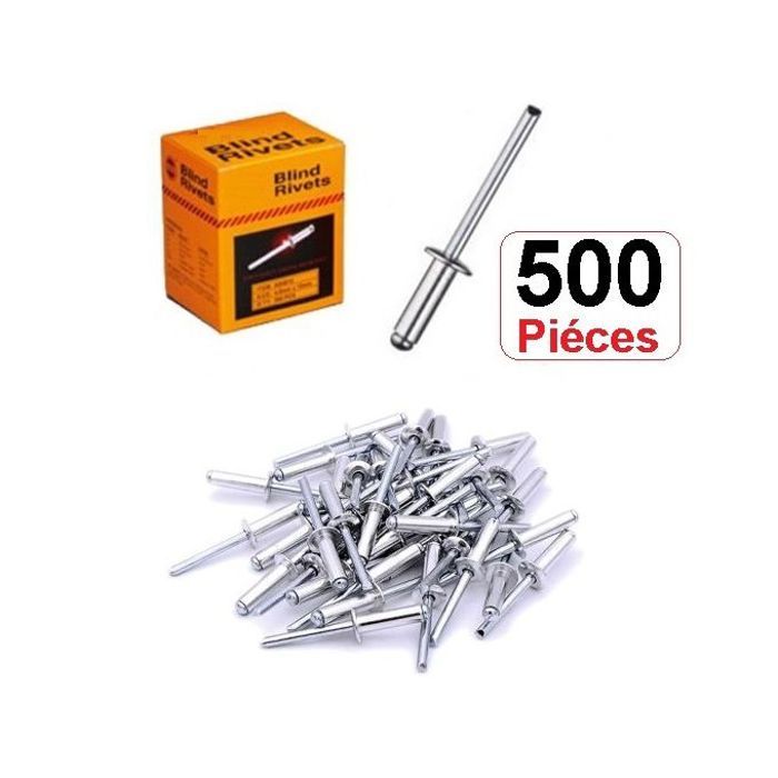 Boite de 500 Rivets pour Pince à Riveter Appareil Rivetage Riveteuse // 500 Pcs