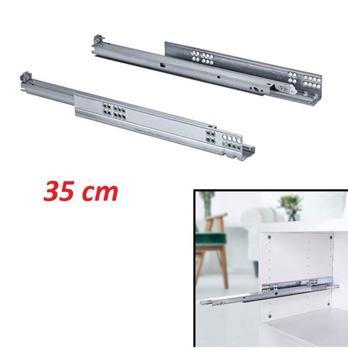 Paire de coulisses silent system, glissière de tiroir rails 35 cm