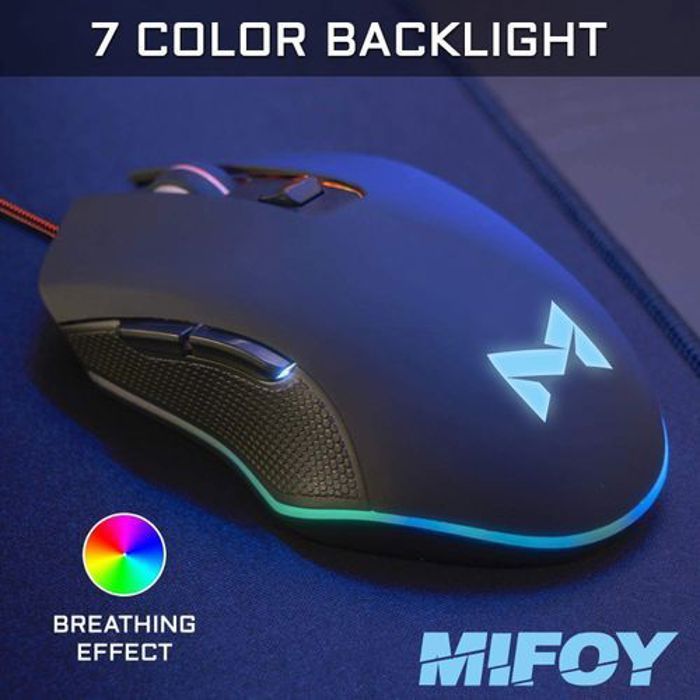 Souris Gaming - mifoy - GM100 - 6 Boutons - RGB - Capteur Optique 1200 à 3200 DPI