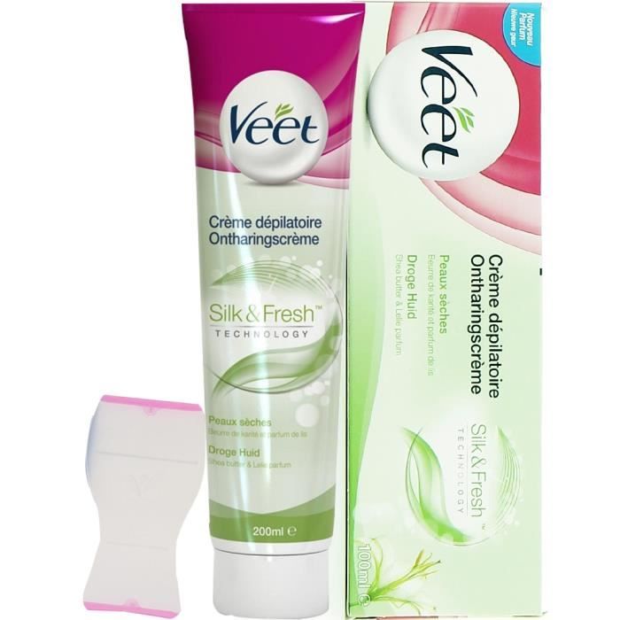 Crème dépilatoire - VEET - Silk & fresh - Peaux sèches - Application sur peau sèche - Mixte