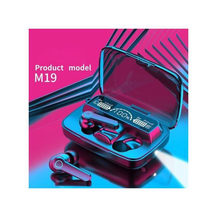 Écouteurs Bluetooth M19 TWS: Contrôle Tactile, Réduction du Bruit, Étanche, Miroir LED
