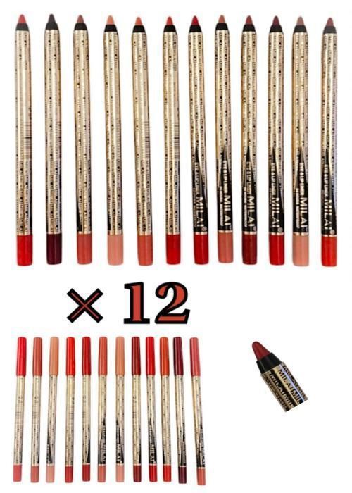 Crayons pour lèvres et yeux,Crayons Stick 2 en 1 professionnel ensemble 12 couleurs différentes.