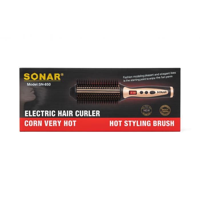 Brosse chauffante électrique SONAR SN-850, écran digital, 230°C, idéale pour lisser, boucler et coiffer rapidement vos cheveux
