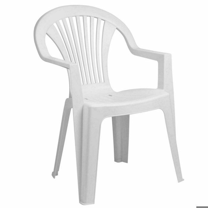 Fauteuil - Monobloc - Blanc - Plastique résistant - Empilable - Pour extérieur