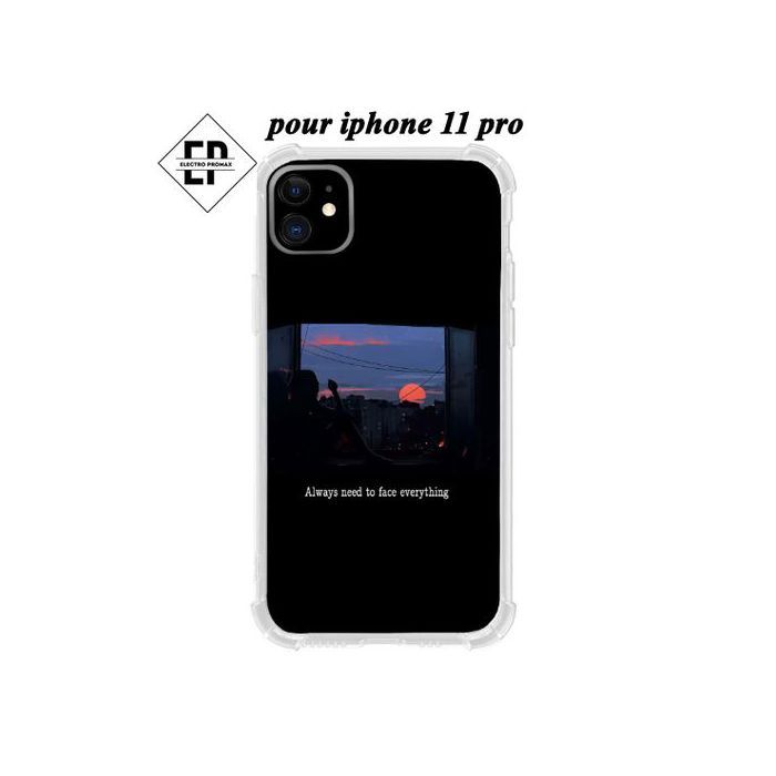 Coque - Synthétique - iPhone 11 Pro - Motif paysage et lettres - Souple - Protection chocs