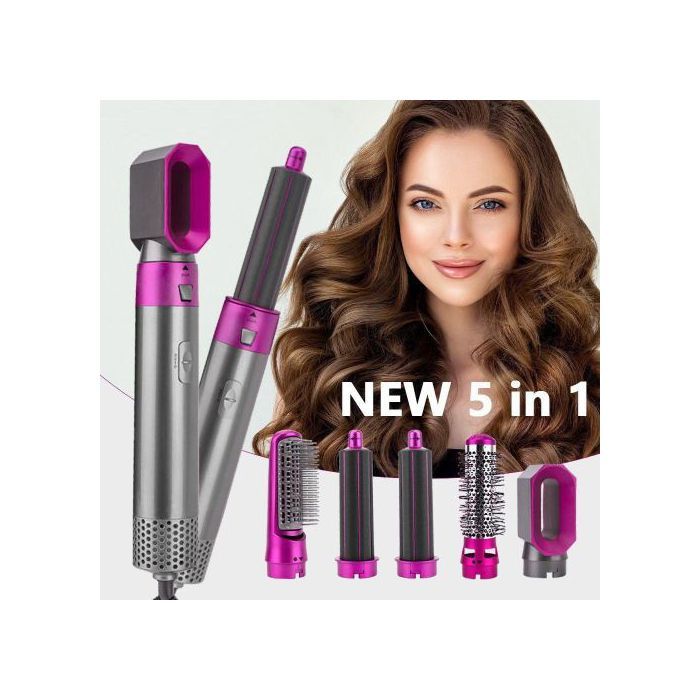 Sèche-cheveux électrique professionnel 5 en 1 Brosse à Air chaud, peigne à lisser, friser, séchoir