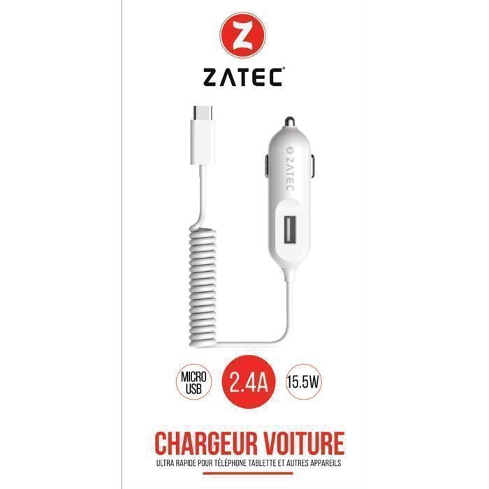 Chargeur Auto M-C10 - 2,4A - Câble Micro USB Intégré