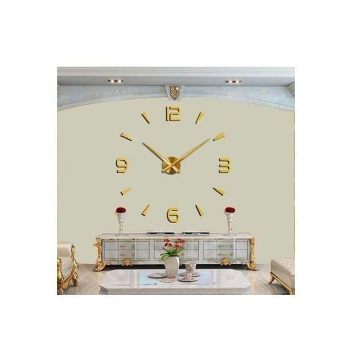 Horloge Murale Géante 3D - Autocollante - Décoration Salon/Bureau
