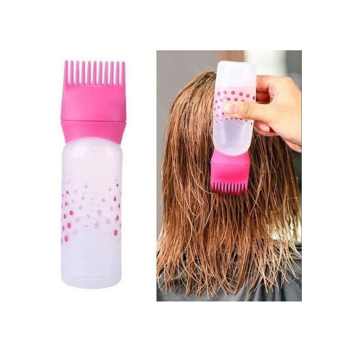 Bouteille Applicatrice avec Peigne ,Teinture, Huiles Capillaires et Soins en Toute Facilité - Rose