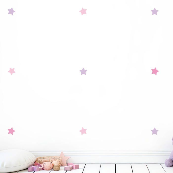 Stickers Muraux - PIXELOU - 101 Étoiles Rose Bonbon - Vinyle Premium - Décoration Chambre Enfant