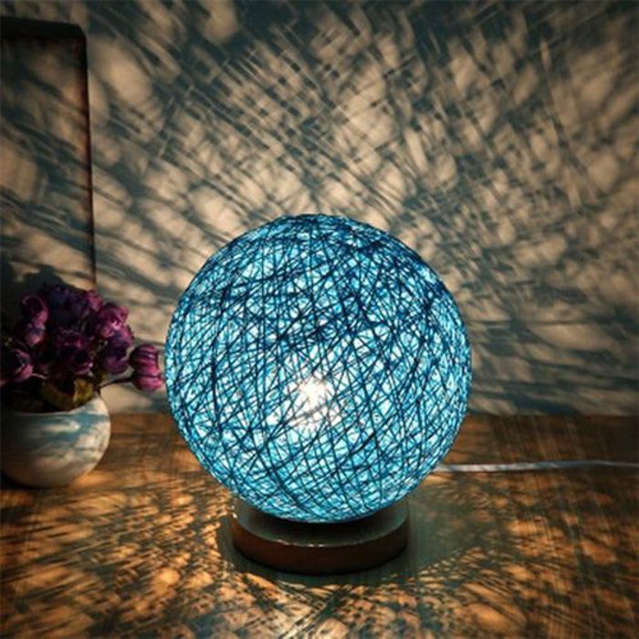 Ronde lampe de table tissée à la main en rotin naturel chambre décoration