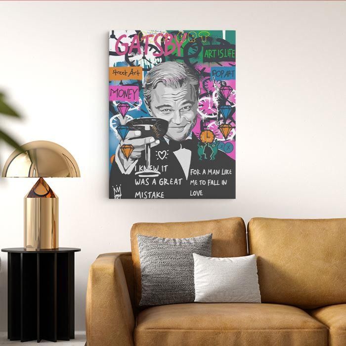 Tableau décoratif - LATMANIDECO - Dicaprio - 50x70cm - Toile haute définition - Bois massif