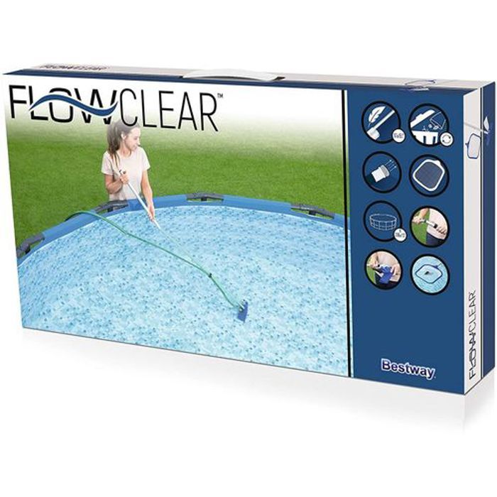 Kit d'entretien piscine - BESTWAY - Flowclear Deluxe - 80 pouces - Aluminium - Écumoire inclus