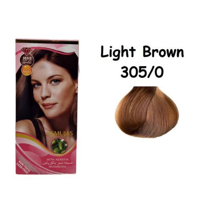 Crème coloration permanente - REMUJAS - 305/0 - Brun clair - Avec kératine - Pour tous types de cheveux