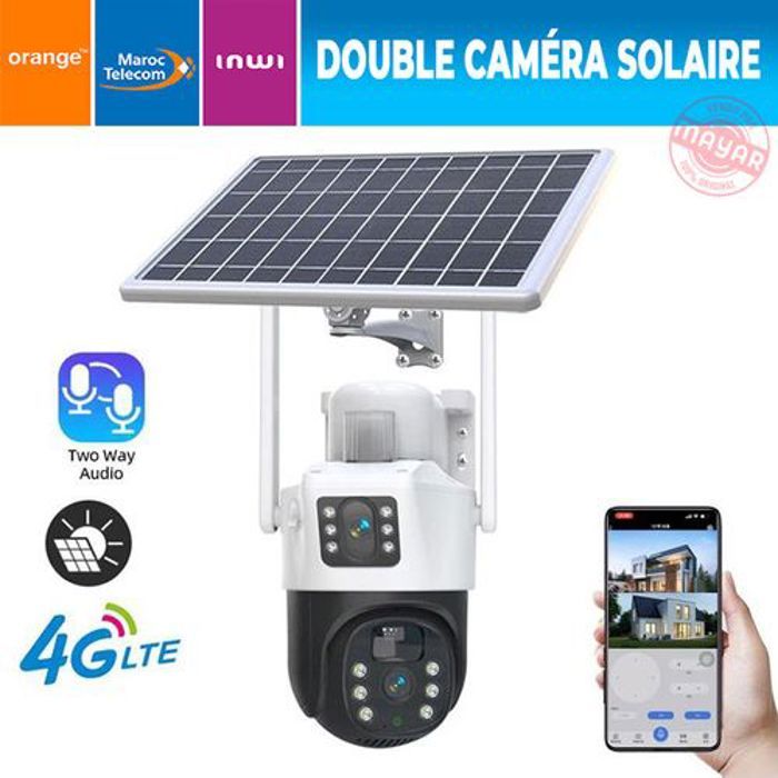 Caméra de surveillance - MARQUE - 4G - Panneau solaire - Vision nocturne - Audio bidirectionnel