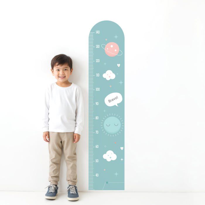Sticker Règle de Croissance - PIXELOU - Planètes - Vinyle Premium - 120 cm - Décoration Enfant