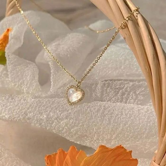 Collier Pendentif - GENERIC - Cœur d'amour - Opale - Métal - Bijoux de luxe pour femmes