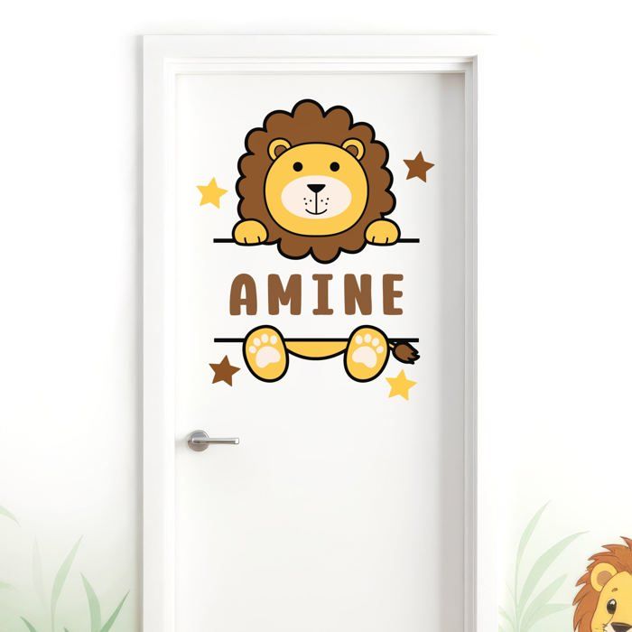 Stickers Muraux - PIXELOU - Lion - Prénoms Personnalisés - Vinyle Premium - Décoration Chambre Enfant