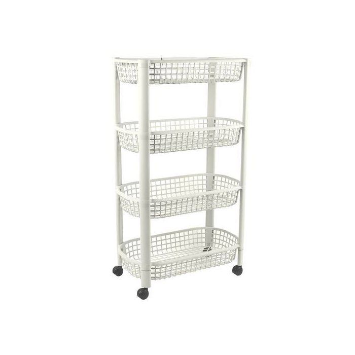 Etagère Multi-Usage - AYA HOME - 4 Niveaux - 78x46x26cm - Roulettes - Plastique Résistant