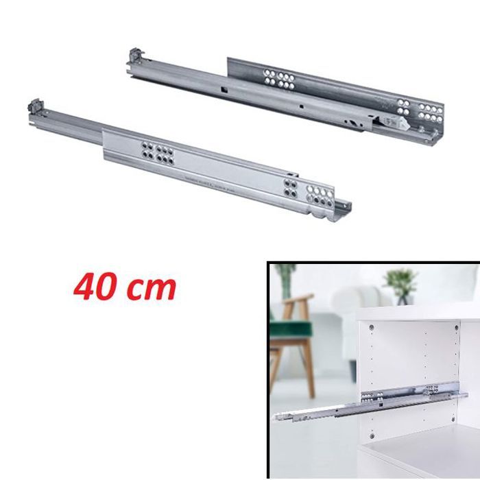 Paire de coulisses silent system, glissière de tiroir rails 40 cm