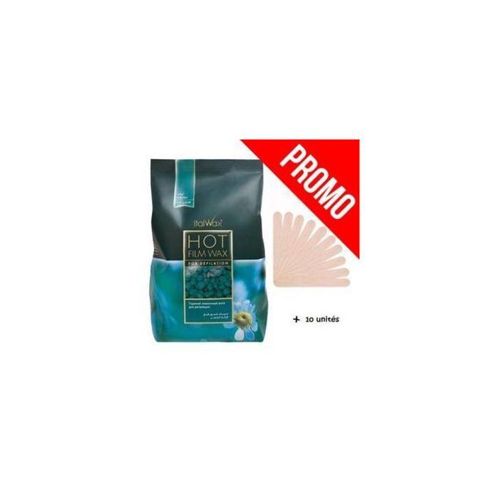 Cire Italwax pour épilation, 1kg, granulés, professionnelle, + 10 spatules