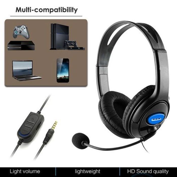 Casque de jeu filaire avec micro 3.5MM stéréo pour PS4, PC, PS3, XBOX, NINTENDO SWITCH