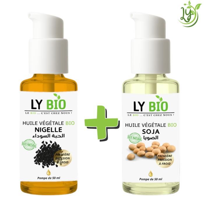 Pack d'huiles végétales - LYBIO - Huile de nigelle et soja - 50ml - Nourrissant - Mixte