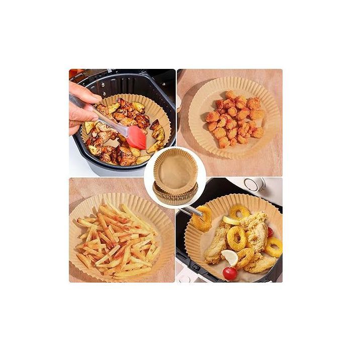 Pack 100 Pieces Papier Cuisson Pour Air Fryer Prédécoupé en Forme Rond