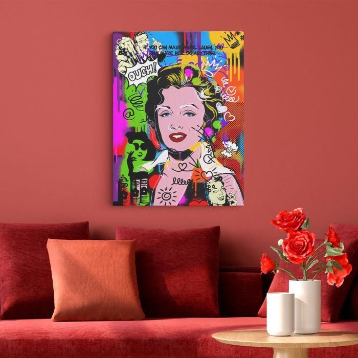 Tableau décoratif - LATMANIDECO - Maryline - 50x70cm - Toile en coton - Châssis en bois massif