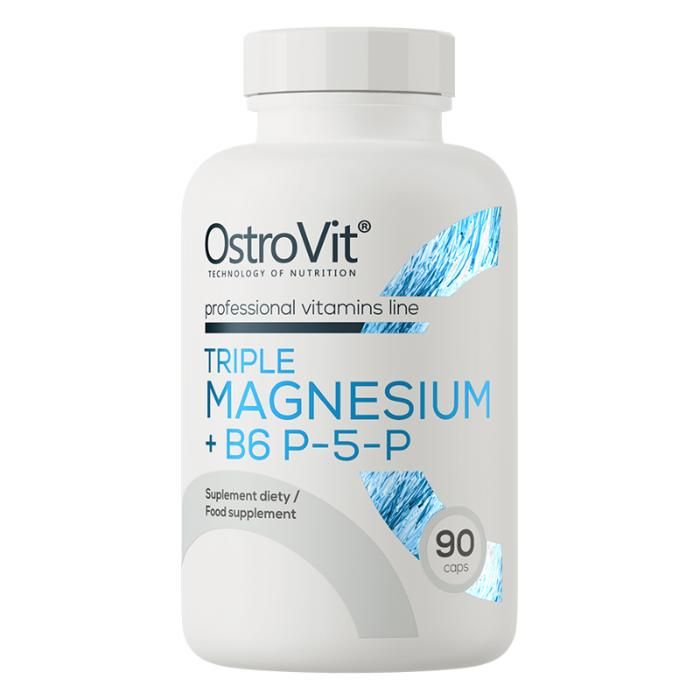 Triple Magnesium + B6 P-5-P 90 Caps - Carbonate, Citrate, Lactate & Vitamine B6