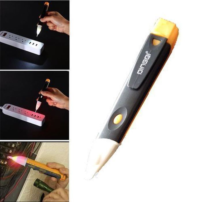 DINGQI Testeur numérique de tension, Détecteur de stylo Détecteur d'électricité avec LED Lumière