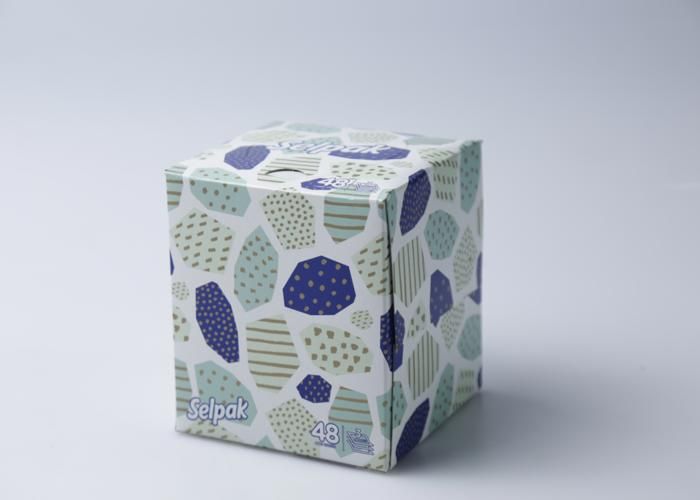 Mouchoirs en boîte cubique 3 plis - 48 unités - Selpak - Couleur Aléatoire