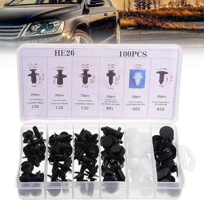 Ensemble de 100 clips de réparation automobile de haute qualité