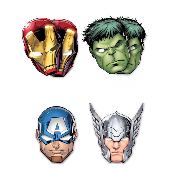 Masques en carton Mighty Avengers - Assortis - Blanc - Ballon classique - Avec hélium - Pompe à pied