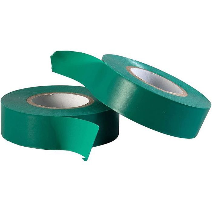Lot de 2 Ruban Adhésif Scotch Vert en PVC Isolant Électrique, 19 mm x 20 m