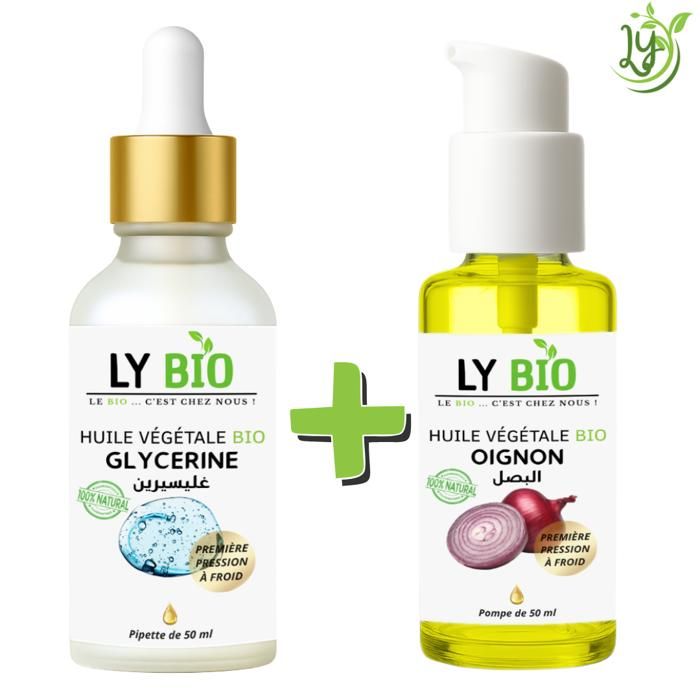 Pack de soins - LYBIO - HUILE GLYCERINE 50ml - HUILE OIGNON 50ml - Hydratant - Fortifiant
