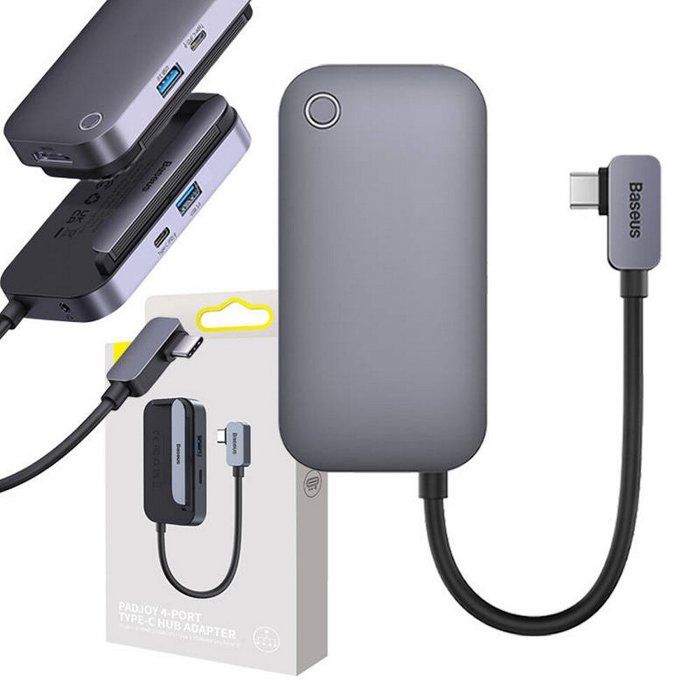 Adaptateur Hub Type-C - Baseus - PadJoy - 4 Ports - 100 W - 4K@30Hz - Gris Foncé