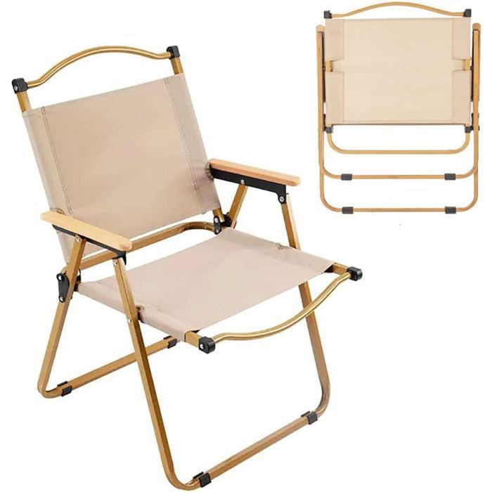 Chaise De camping pliante extérieure portable légère et Extra-large - Beige