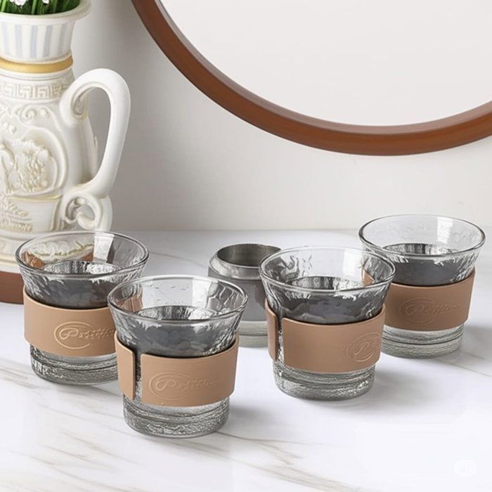 6 tasses à cafés-jus -sodas 180ml couleur grise  avec detail maroc detachable et lavable  185ML