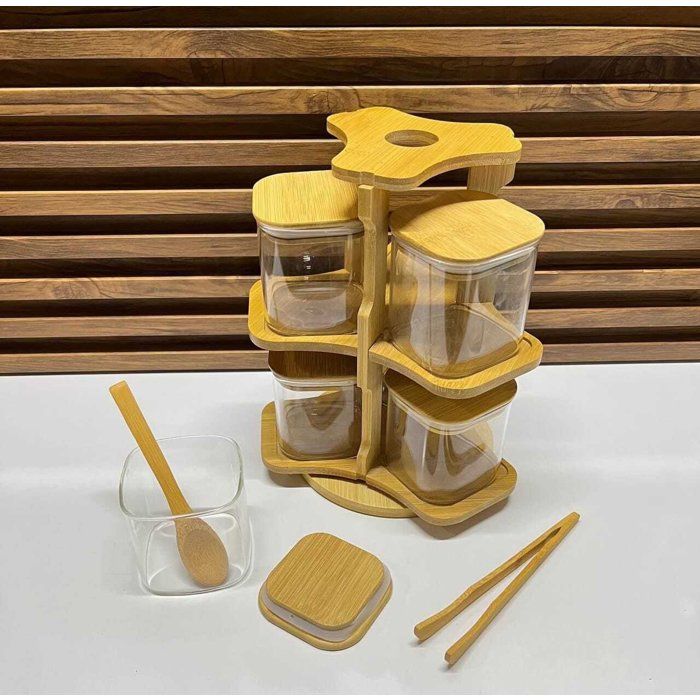 Organisateur Rotatif - GENERIC - 6 Compartiments - Pots en Verre - Design Écologique - Pratique