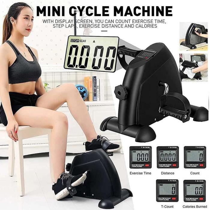 Mini vélo d’exercice pédalier Portable avec Écran LCD, et Bouton de résistance réglable pour l'entraînement Physique