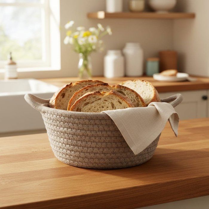 Panier à Pain - AYA HOME - Coton Tressé - Élégant - Gris - 10/9cm