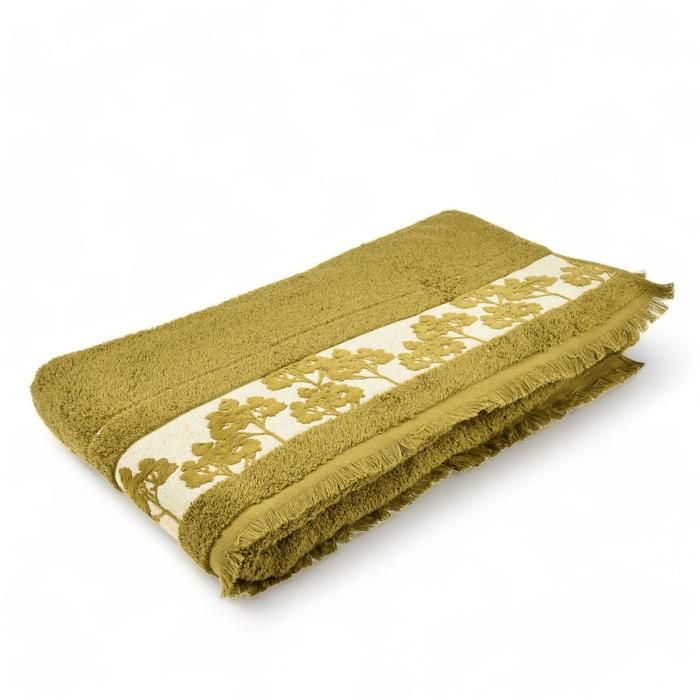 DRAP BAIN JACQUARD 100X150 VERT FLORALIA
