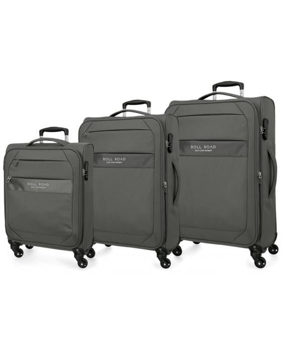 Valises - JOUMMA BAGS - TROLLEY MOVOM - Ensemble de 3 - Couleur Grise - 4 Roulettes Multidirectionnelles