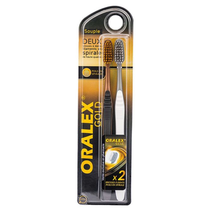 Brosse à dents - ORALEX - GLOD DUO - Poils en spirale - Confort de prise en main - Hygiène buccale optimale