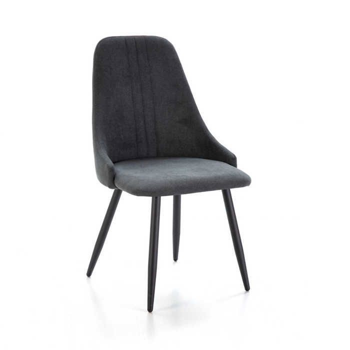 Chaise - MANI - Gris Foncé - Tissu et Métal - Design Contemporain - Confort Exceptionnel